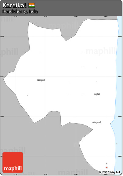 Gray Simple Map of Karaikal, single color outside