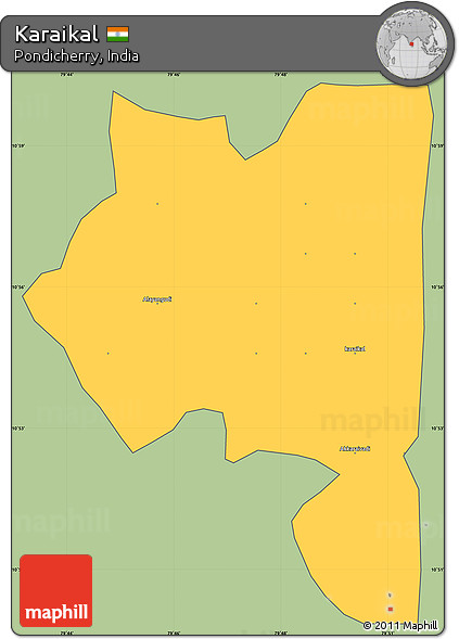 Savanna Style Simple Map of Karaikal, cropped outside