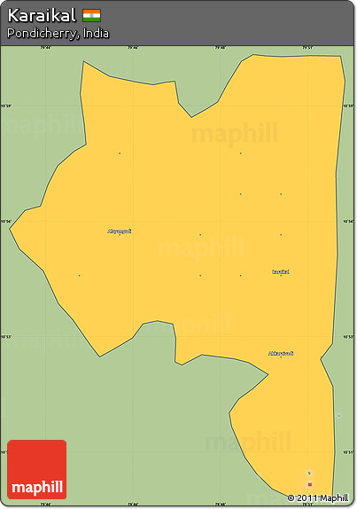 Savanna Style Simple Map of Karaikal, cropped outside
