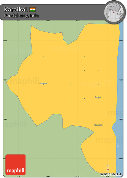 Savanna Style Simple Map of Karaikal, single color outside
