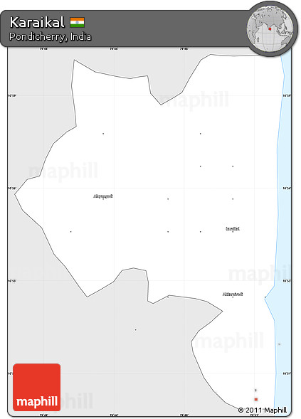 Silver Style Simple Map of Karaikal