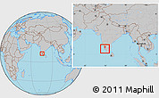 Gray Location Map of Mahe, within the entire country