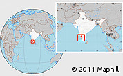 Gray Location Map of Mahe, highlighted country, within the entire country