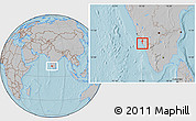 Gray Location Map of Mahe, highlighted parent region, hill shading