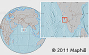 Gray Location Map of Mahe, hill shading