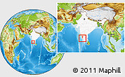 Physical Location Map of Mahe, highlighted country, within the entire country