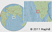 Savanna Style Location Map of Mahe, hill shading