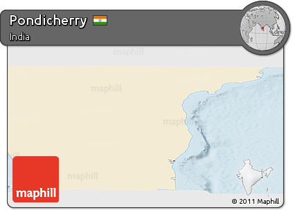 Classic Style Panoramic Map of Pondicherry, single color outside