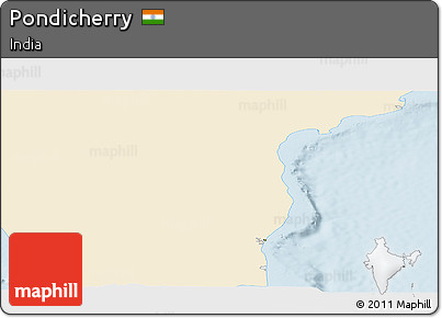 Classic Style Panoramic Map of Pondicherry, single color outside