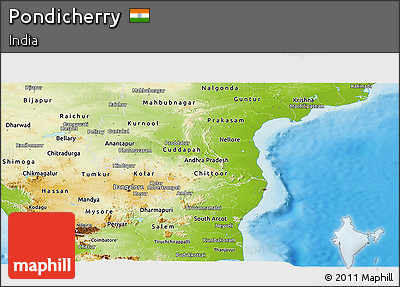 Physical Panoramic Map of Pondicherry