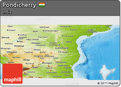 Physical Panoramic Map of Pondicherry