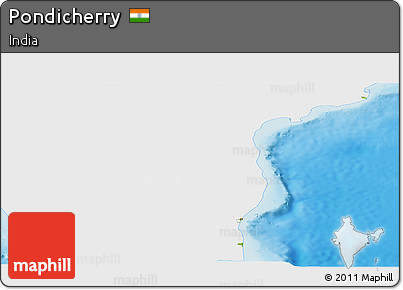 Physical Panoramic Map of Pondicherry, single color outside