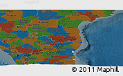 Political Panoramic Map of Pondicherry, darken