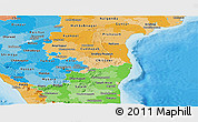 Political Panoramic Map of Pondicherry, political shades outside