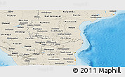 Political Panoramic Map of Pondicherry, shaded relief outside
