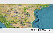 Political Shades Panoramic Map of Pondicherry, satellite outside