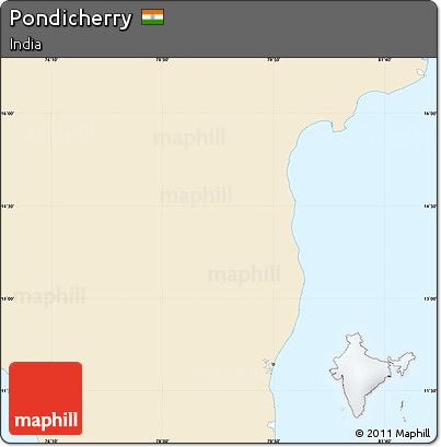 Classic Style Simple Map of Pondicherry, single color outside
