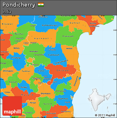 Political Simple Map of Pondicherry