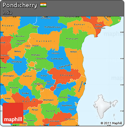 Political Simple Map of Pondicherry