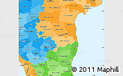 Political Simple Map of Pondicherry, political shades outside