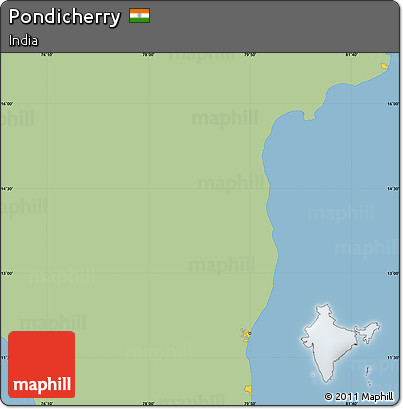 Savanna Style Simple Map of Pondicherry, single color outside
