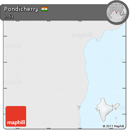 Silver Style Simple Map of Pondicherry, single color outside