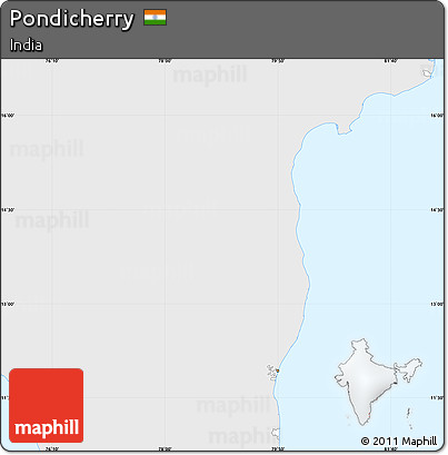 Silver Style Simple Map of Pondicherry, single color outside