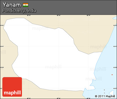 Classic Style Simple Map of Yanam, single color outside