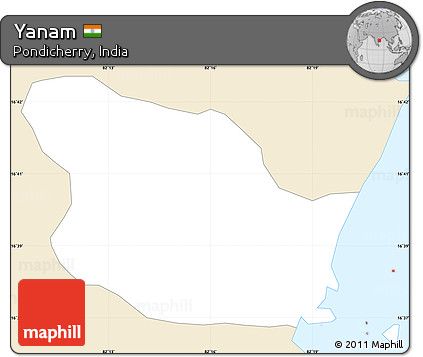 Classic Style Simple Map of Yanam, single color outside