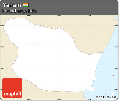 Classic Style Simple Map of Yanam, single color outside
