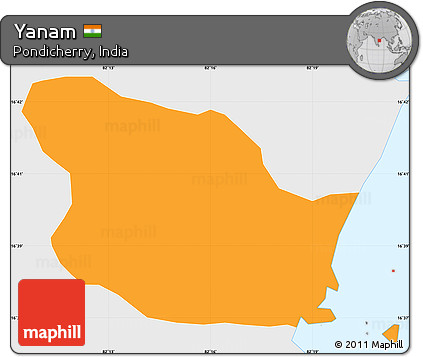 Political Simple Map of Yanam, single color outside