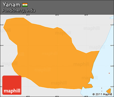 Political Simple Map of Yanam, single color outside