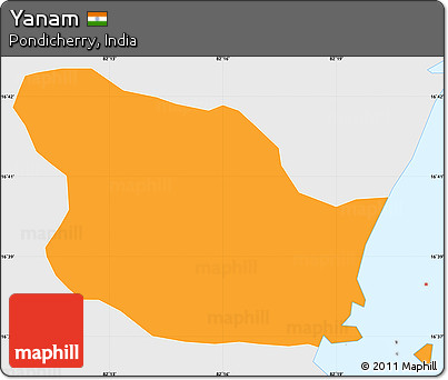 Political Simple Map of Yanam, single color outside