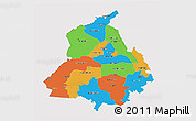 Political 3D Map of Punjab, cropped outside