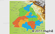 Political 3D Map of Punjab, physical outside