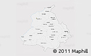 Silver Style 3D Map of Punjab, single color outside