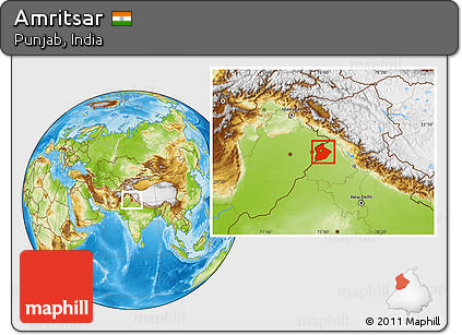Physical Location Map of Amritsar