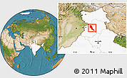 Satellite Location Map of Hoshiarpur, highlighted country