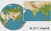 Satellite Location Map of Punjab, within the entire country