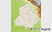 Shaded Relief Map of Punjab, physical outside