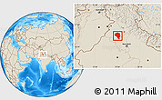 Shaded Relief Location Map of Sangrur