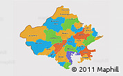 Political 3D Map of Rajasthan, cropped outside