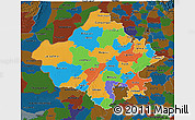 Political 3D Map of Rajasthan, darken