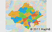 Political 3D Map of Rajasthan, lighten