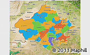 Political 3D Map of Rajasthan, satellite outside