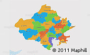 Political 3D Map of Rajasthan, single color outside