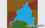 Political 3D Map of Ajmer, darken