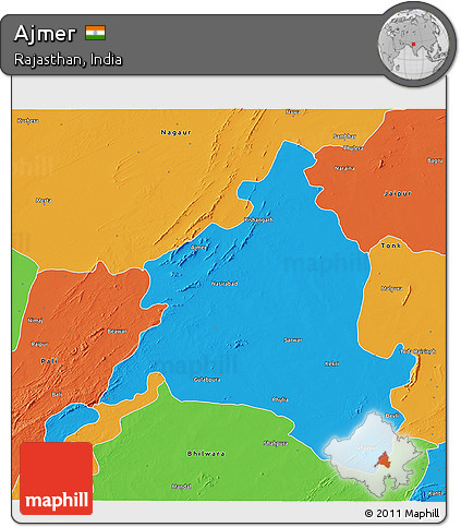 Political 3D Map of Ajmer