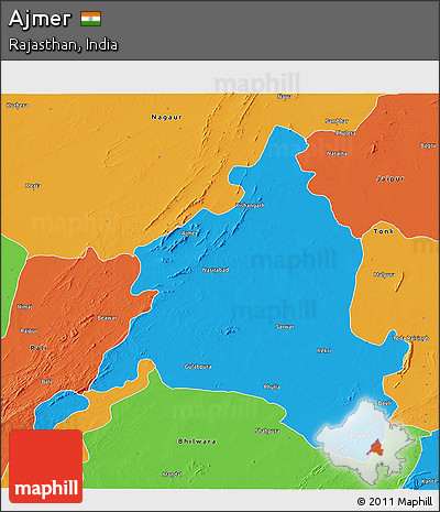 Political 3D Map of Ajmer