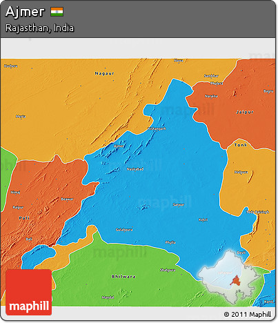 Political 3D Map of Ajmer